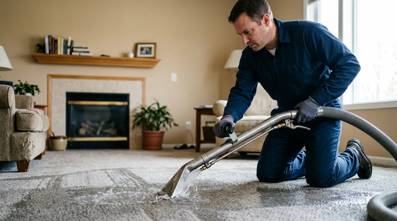 Water damage restoration technician working near Central Islip, NY